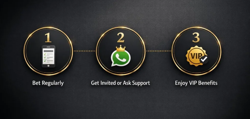 Three steps to qualify for SkyExchange VIP: bet regularly, get invited or ask support, enjoy VIP benefits